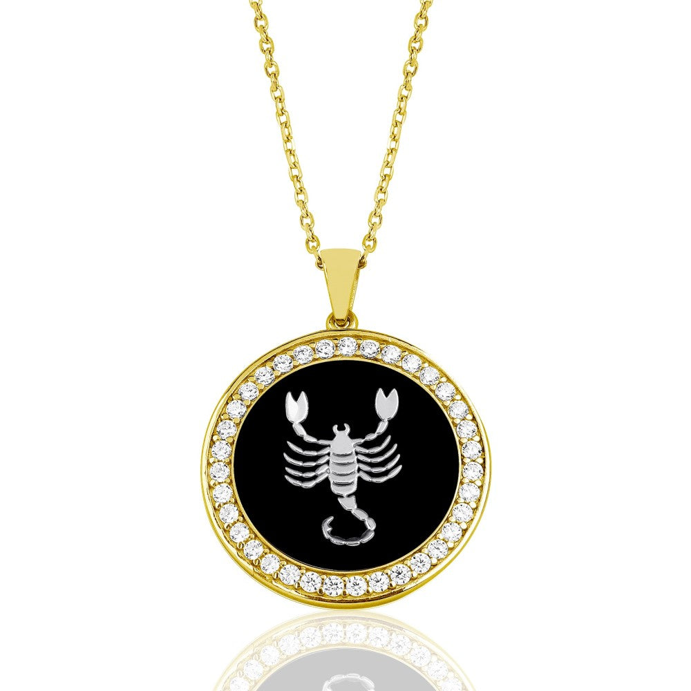 Zodiac Sterling Silver Gold Plated Necklace with Epoxy Resin Stone