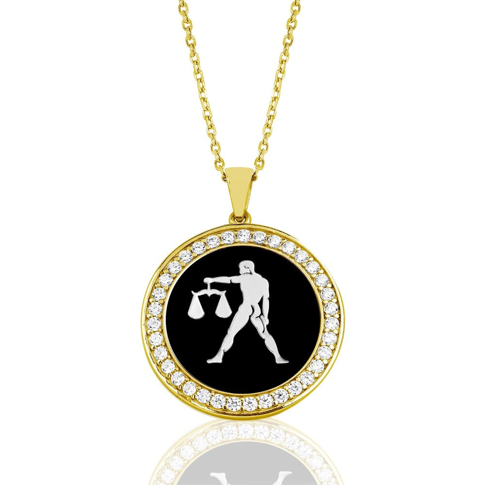 Zodiac Sterling Silver Gold Plated Necklace with Epoxy Resin Stone