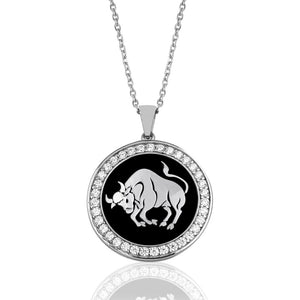 Zodiac Sterling Silver Necklace with Epoxy Resin Stone