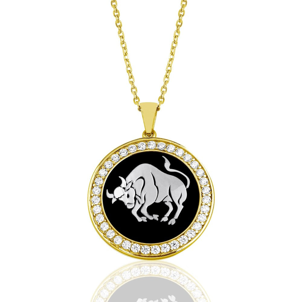 Zodiac Sterling Silver Gold Plated Necklace with Epoxy Resin Stone